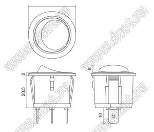 R13-223D-01 переключатель клавишный; 3P SPDT on-off-on