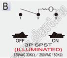 R13-257B-01 переключатель клавишный; 3P SPST (с подсветкой) off-on