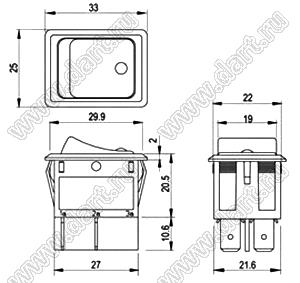 R13-285A81-01-BBNN5 переключатель клавишный миниатюрный; 4P DPST off-on (водонепроницаемый)