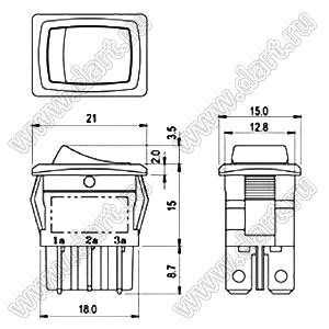 R13-166PF-02 переключатель клавишный; 4P DPST off-on