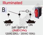 R13-70B-01-G переключатель клавишный; 3P SPST (неон) off-on; зеленый