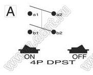 R13-117A-01 переключатель клавишный; 4P DPST off-on