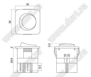 R13-104A-01 переключатель клавишный; 4P DPST off-on