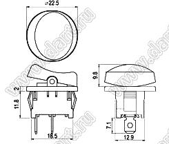 R13-211A-02 переключатель клавишный; 2P SPST off-on