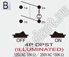 R13-245B-02-R переключатель клавишный; 4P DPST (с подсветкой) off-on