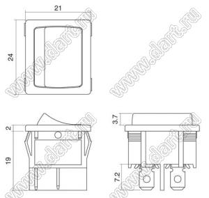 R13-33A-02 переключатель клавишный; 4P DPST off-on