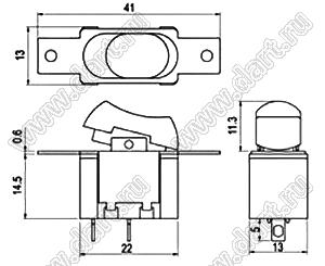 R13-215A1-05 переключатель клавишный; 2P SPST off-on