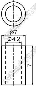CYX LED-7G*7 стойка круглая D=7,0мм; d=4,2мм; A=7,0мм; нейлон-66 (94V-2); d=мм; D=мм; d=4,2мм; D=7,0мм; нейлон-66; натуральный; нейлон-66 (UL); нейлон-66 (UL)