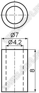 CYX LED-7G*8 стойка круглая D=7,0мм; d=4,2мм; A=8,0мм; нейлон-66 (94V-2); d=мм; D=мм; d=4,2мм; D=7,0мм; нейлон-66; натуральный; нейлон-66 (UL); нейлон-66 (UL)