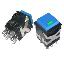 KD2-22BLG (PSW-22 БФЧС) переключатель кнопочный без фиксации (черный корпус/синяя клавиша) с зеленым светодиодом