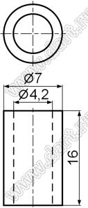 CYX LED-7G*16 стойка круглая D=7,0мм; d=4,2мм; A=16,0мм; нейлон-66 (94V-2); d=мм; D=мм; d=4,2мм; D=7,0мм; нейлон-66; натуральный; нейлон-66 (UL); нейлон-66 (UL)