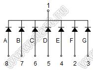 BJ2181CG индикатор светодиодный; 0.28"; 1-разр.; 7-сегм.; желто-зеленый; общий катод