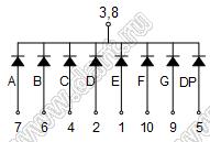 BJ2181AH индикатор светодиодный; 0.28"; 1-разр.; 7-сегм.; красный; общий катод