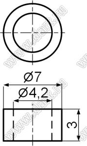 CYX LED-7G*3 стойка круглая D=7,0мм; d=4,2мм; A=3,0мм; нейлон-66 (94V-2); d=мм; D=мм; d=4,2мм; D=7,0мм; нейлон-66; натуральный; нейлон-66 (UL); нейлон-66 (UL)