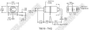 T8019A-TNQ переключатель рычажный миниатюрный угловой горизонтальный ON-(ON)