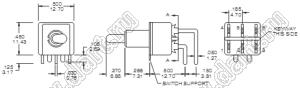 T8022A-TNQ переключатель рычажный миниатюрный угловой горизонтальный (ON)-OFF-(ON)