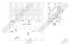 KF205V-7.5-01P-14 клеммник нажимной, прямой; шаг=7,5мм; I max=30/32А; U=300/450В; 1-xx-конт.