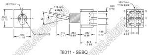 T8011-LKBQ переключатель рычажный миниатюрный прямой с защелкой ON-ON; 3A 250V/5A 125V