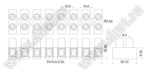 KF10H-12P-17 клеммник электромонтажный; шаг=10,0мм; I max=30/24А; U=300/450В; 12-конт.