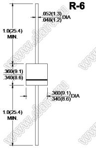 6A6 (R-6) диод выпрямительный общего назначения 600V / 6.0A в корпусе R-6