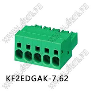KF2EDGAK-7.62-02P-14 прямая с пружинными зажимами проводов; шаг 7,62мм; I max=35/41А (UL/ICT); U=600/1000В (UL/ICT); 2-конт.
