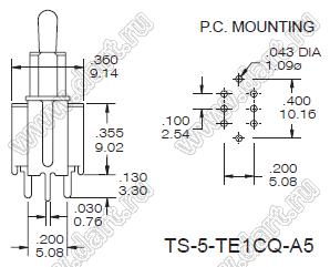 TS-5-TE1CQ-A5 переключатель рычажный миниатюрный ON-ON