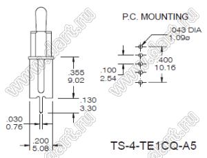 TS-4-TE1CQ-A5 переключатель рычажный миниатюрный ON-ON