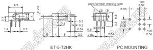 ET-5I-T2HK переключатель рычажный моющийся угловой горизонтальный DP on-off-(on)