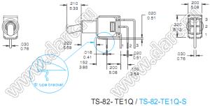 TS-82H-TE1Q переключатель рычажный миниатюрный (ON)-OFF-(ON)