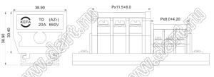 TD35-8.0 клеммник на DIN рейку, двухрядные, с крышкой; шаг=8,0мм; I max=20/30А; U=600/750В; 1-xx-конт.