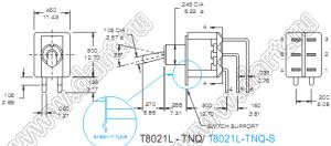 T8022LA-TNQ переключатель рычажный миниатюрный угловой вертикальный (ON)-OFF-(ON)