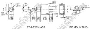 ETN-4-T2CK-A5S переключатель рычажный немоющийся угловой вертикальный с защелкой SP on-none-on