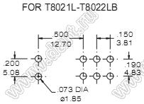 T8022LA-TNQ переключатель рычажный миниатюрный угловой вертикальный (ON)-OFF-(ON)