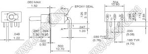 NE8020A-TNQ переключатель рычажный герметичный угловой горизонтальный (ON)-OFF-(ON)