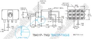 T845P-TNQ переключатель рычажный миниатюрный угловой вертикальный ON-ON-ON