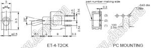 ET-4I-T2CK переключатель рычажный моющийся прямой в плату SP on-off-(on)