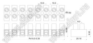 KF10HWP-05P-17 клеммник электромонтажный; шаг=10мм; I max=30/24А; U=300/450В; 5-конт.