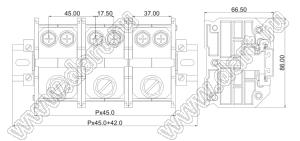 TD300-21-DG-45.0 клеммник на DIN рейку, двухрядные, с крышкой; шаг=45,0мм; I max=380/380А; U=600/1000В; 1-xx-конт.