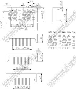 BJ3493BY индикатор светодиодный; 0.39"; 4-разр.; 7-сегм.; желтый; общий анод