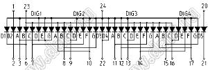 BJ40302JPG индикатор светодиодный; 0.3"; 4-разр.; 7-сегм.; зеленый; общий катод