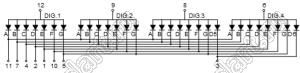 BJ5462DPG индикатор светодиодный; 0.56"; 4-разр.; 7-сегм.; зеленый; общий анод