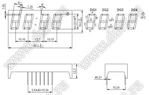 BJ5465BPG индикатор светодиодный; 0.56"; 4-разр.; 7-сегм.; зеленый; общий анод