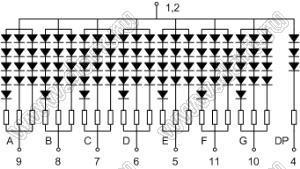 BJ70101JPG индикатор светодиодный; 8"; 1-разр.; 7-сегм.; зеленый; общий анод