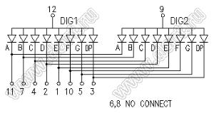 BJ5264FW индикатор светодиодный; 0.56"; 2-разр.; 7-сегм.; белый; общий анод