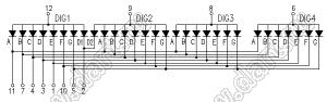 BJ5402DH индикатор светодиодный; 0.5"; 4-разр.; 7-сегм.; красный; общий анод