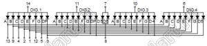 BJ5462FB индикатор светодиодный; 0.56"; 4-разр.; 7-сегм.; синий; общий анод