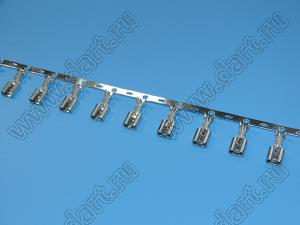 DJ622-D4.8ADSn-R (187) терминал 4,8мм FASTON неизолированный ножевой розетка на провод; латунь луженая; располож. на ленте поперечно