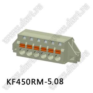 KF450RM-5.08-01P-17 клеммник нажимной, угловой, с монтажными ушами; шаг=5,08мм; I max=20/18А; U=300/300В; 1-xx-конт.