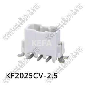 KF2025CV-2.5-08P-19 вилка прямая SMD; шаг=2,5мм; I max=6/6А (UL/ICT); U=150/160В (UL/ICT); 8-конт.