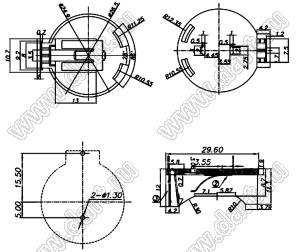 BS2477-1 (KLS5-CR2477-1) держатель элемента 2477 для выводного монтажа